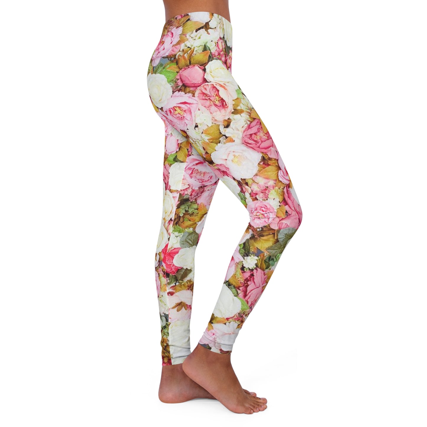 Flores rosas - Leggings de spandex para mujer Inovax