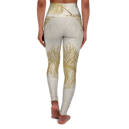 Golden Feathers - Inovax High Waisted Yoga Leggings