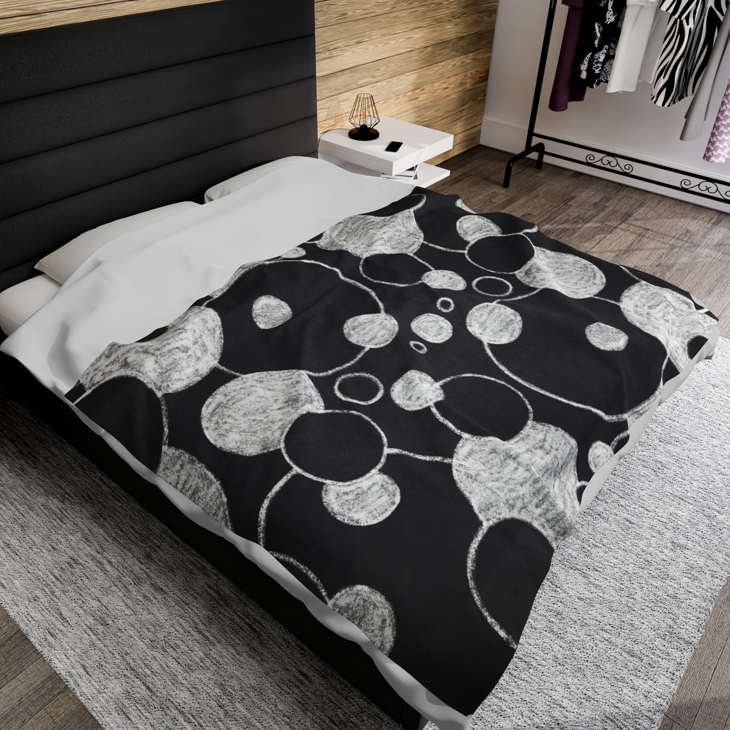 Black Dots - Inovax Velveteen Plush Blanket