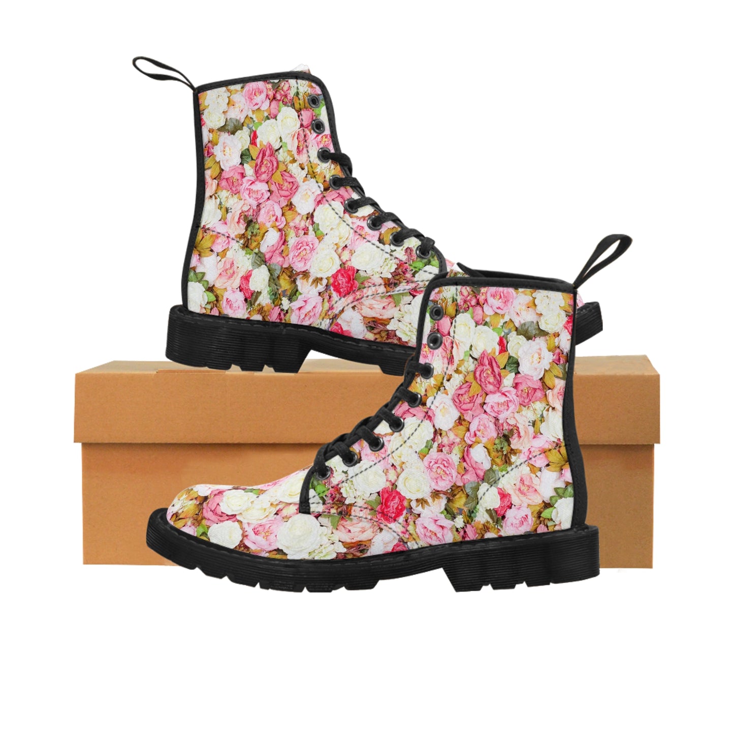 Fleurs roses - Bottes en toile pour femme Inovax