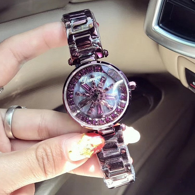 Montre d'ambiance en or rose avec coque et diamants