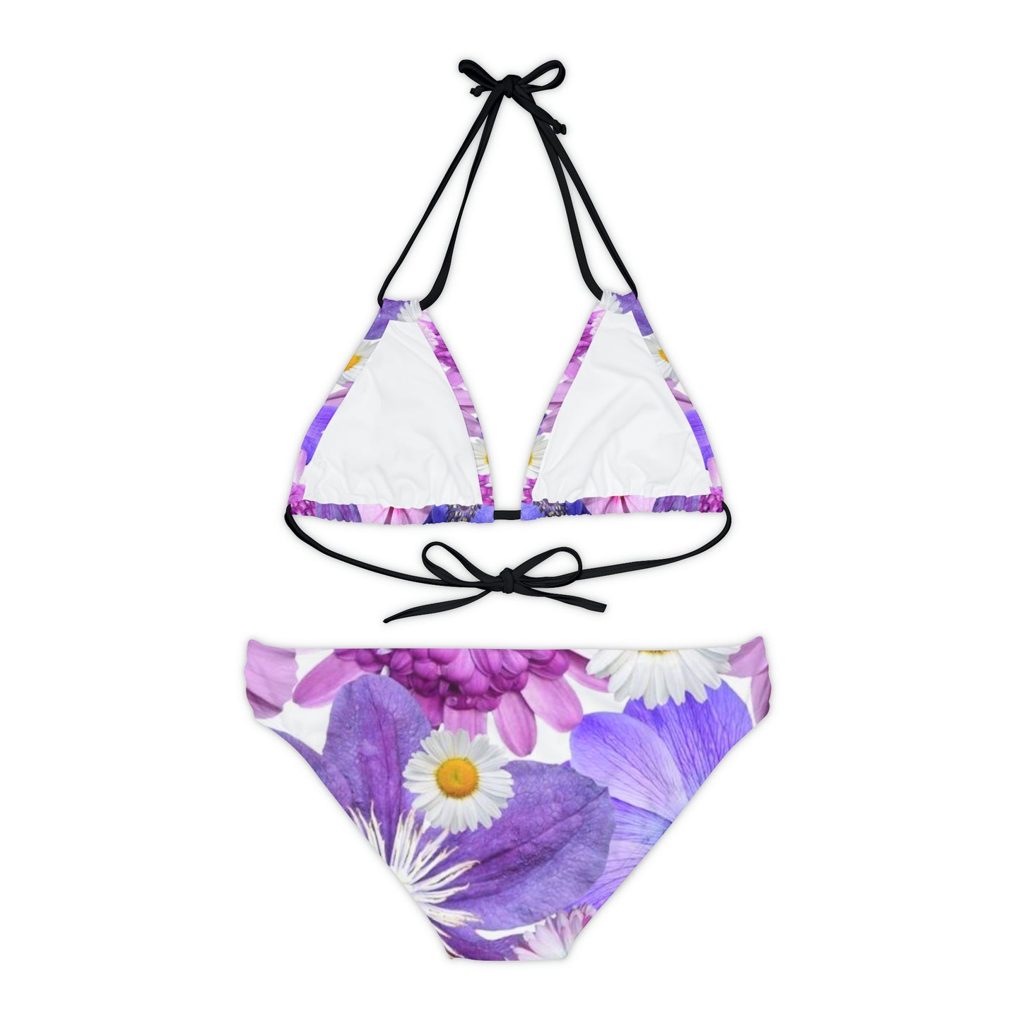 Flores Púrpuras - Conjunto de bikini con tiras Inovax