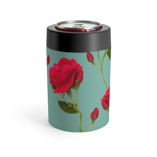 Red Flowers and blue - Inovax Can Holder