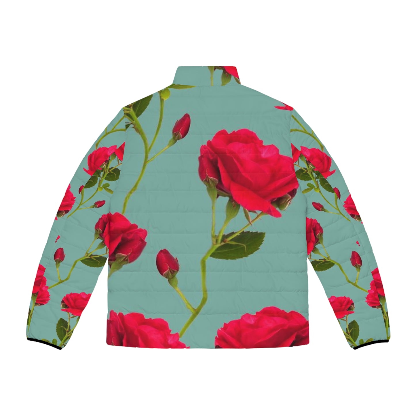 Red Flowers and blue - Men's Puffer Jacket