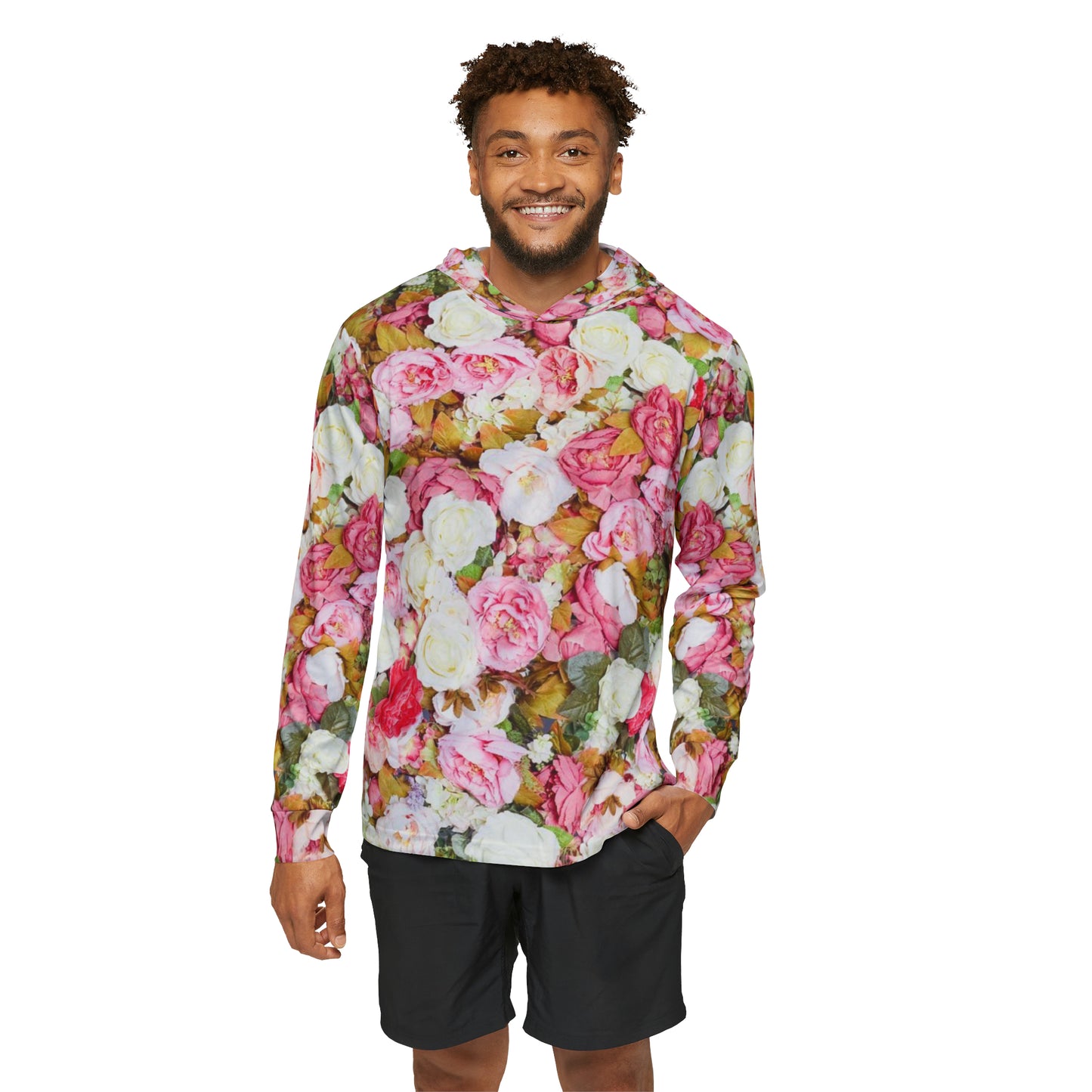 Fleurs roses - Sweat à capuche d'échauffement sportif pour hommes