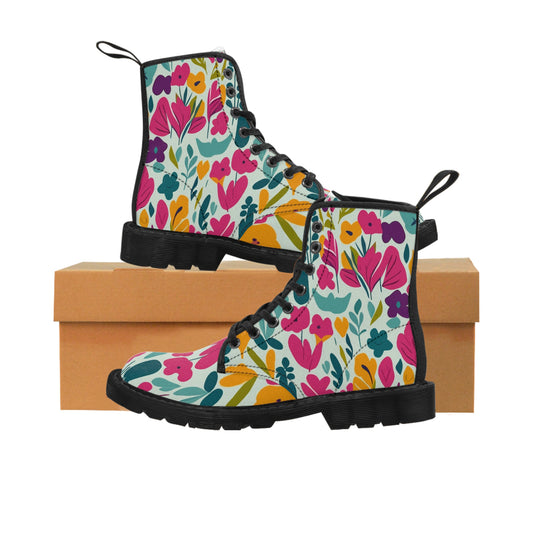 Fleurs claires - Bottines en toile pour femme Inovax