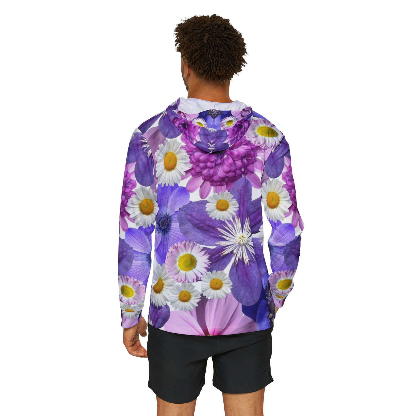 Fleurs violettes - Sweat à capuche d'échauffement sportif pour hommes