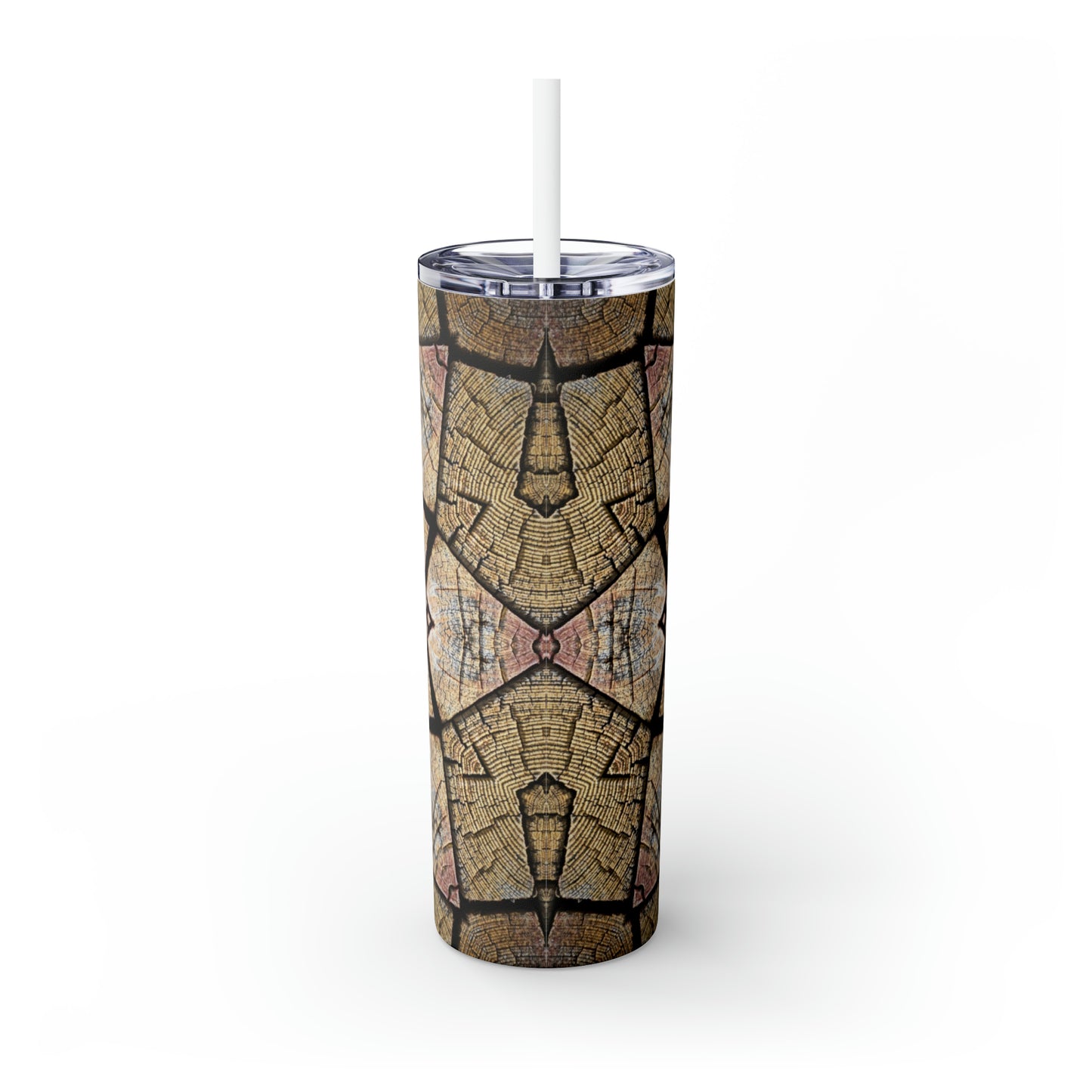 Brown Mandala - Inovax Maars® Skinny Tumbler with Straw 20oz