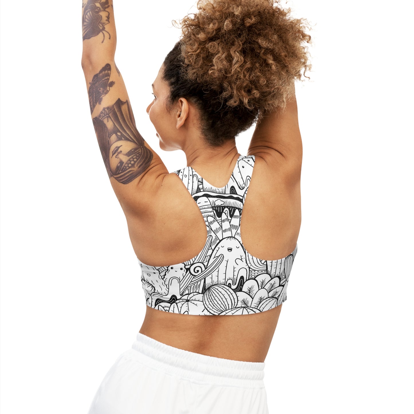 Doodle Cactus - Soutien-gorge de sport sans couture Inovax