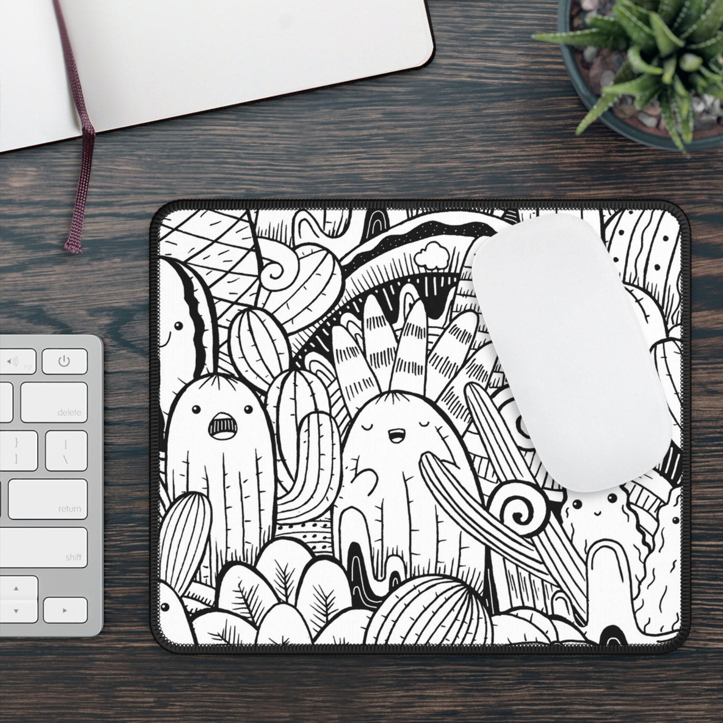 Doodle Cactus - Tapis de souris de jeu Inovax