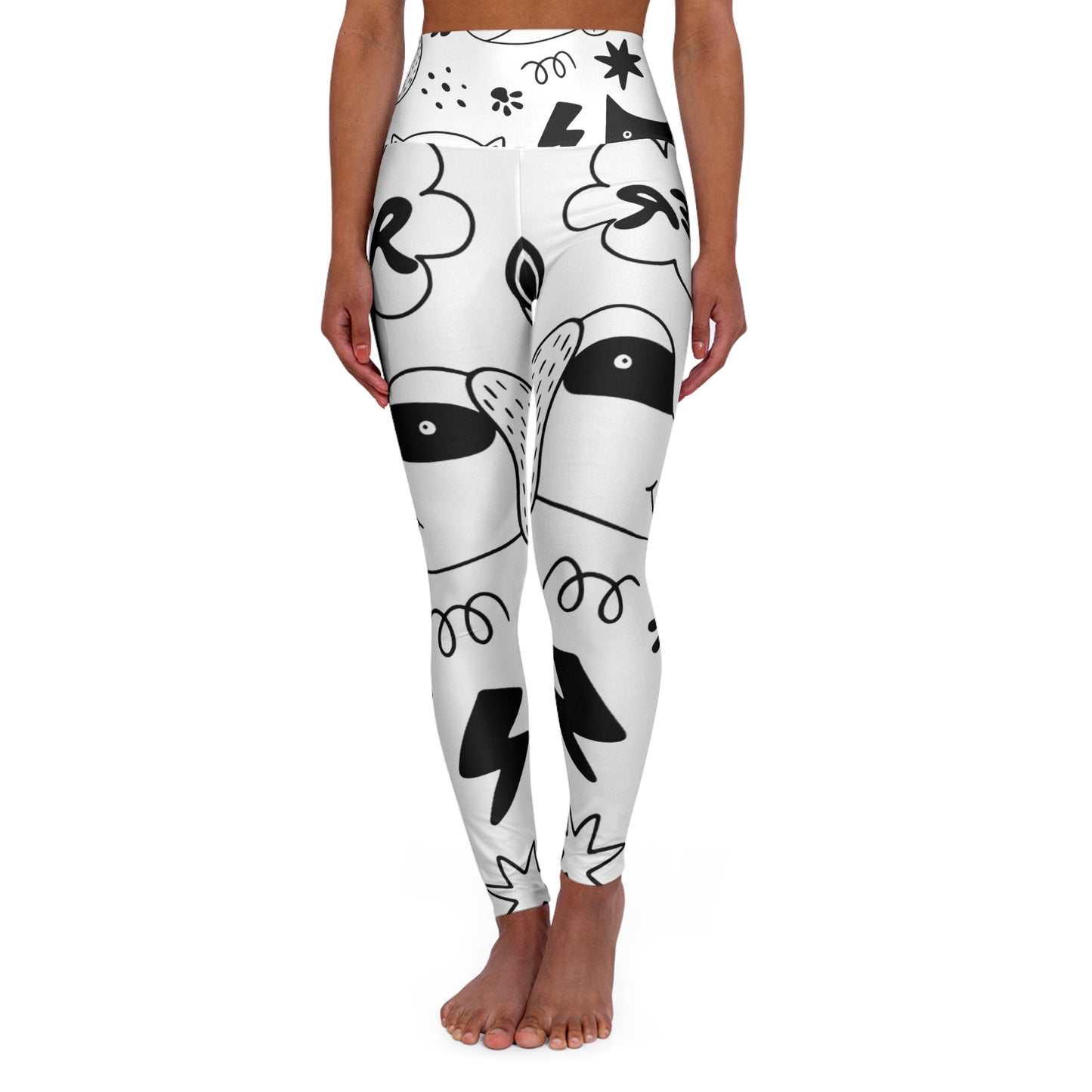 Doodle Dogs & Cats - Inovax High Waisted Yoga Leggings