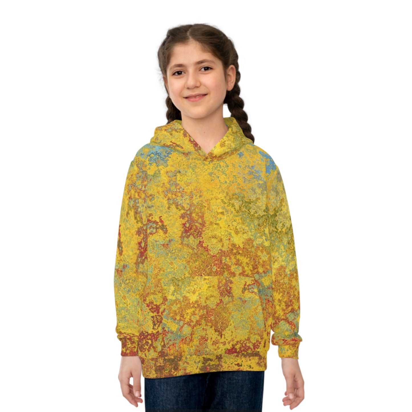 Manchas doradas y azules - Sudadera con capucha infantil Inovax