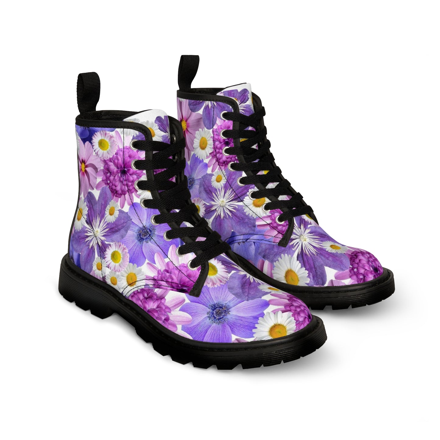 Fleurs violettes - Bottes en toile pour femme Inovax