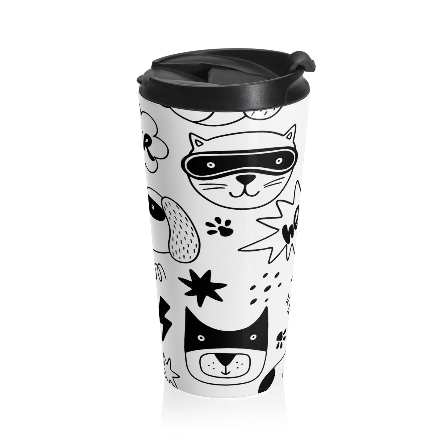 Doodle Chiens et Chats - Tasse de voyage en acier inoxydable Inovax