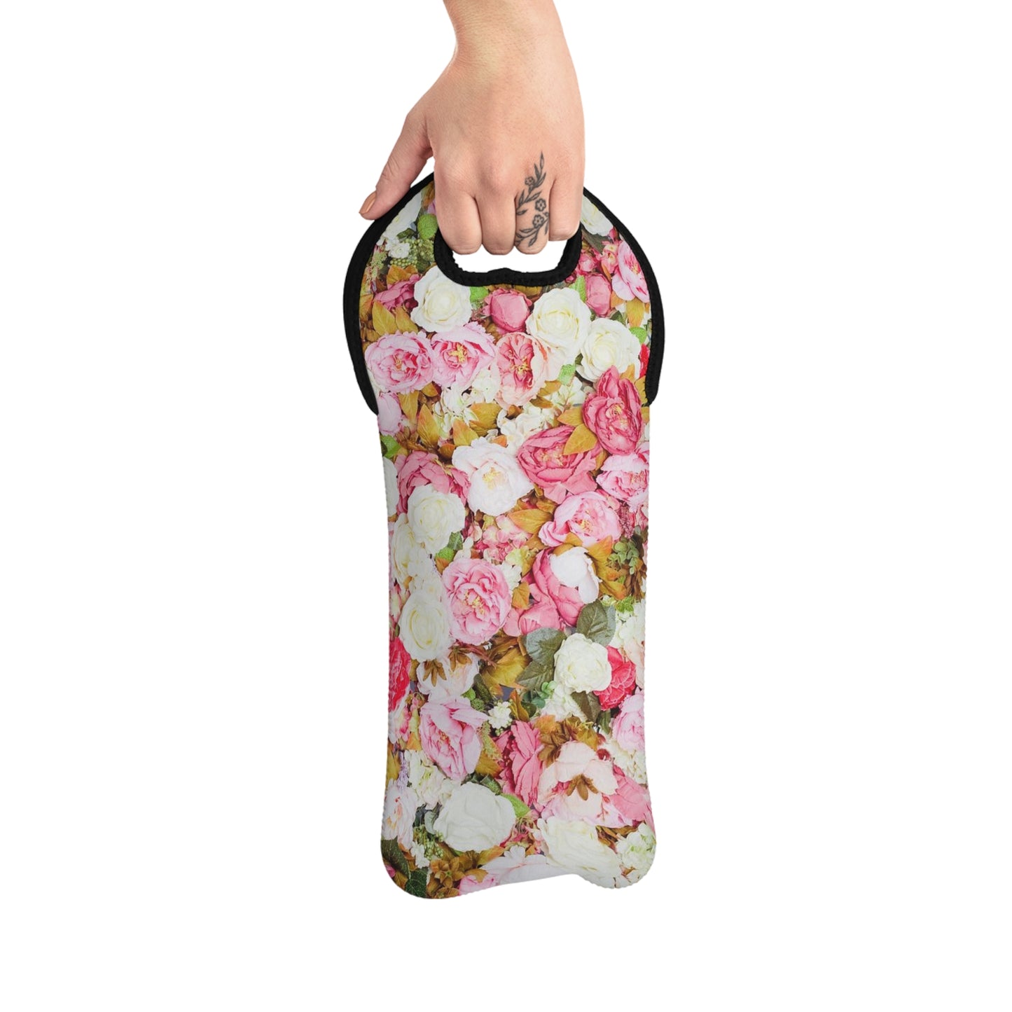 Pink Flowers - Inovax Wine Tote Bag