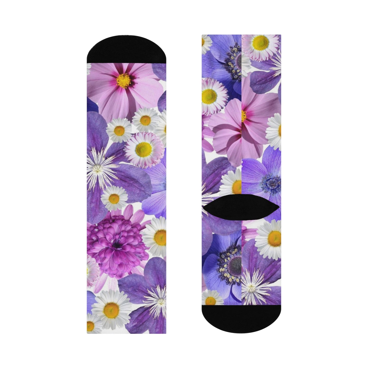 Purple Flowers - Inovax Cushioned Crew Socks