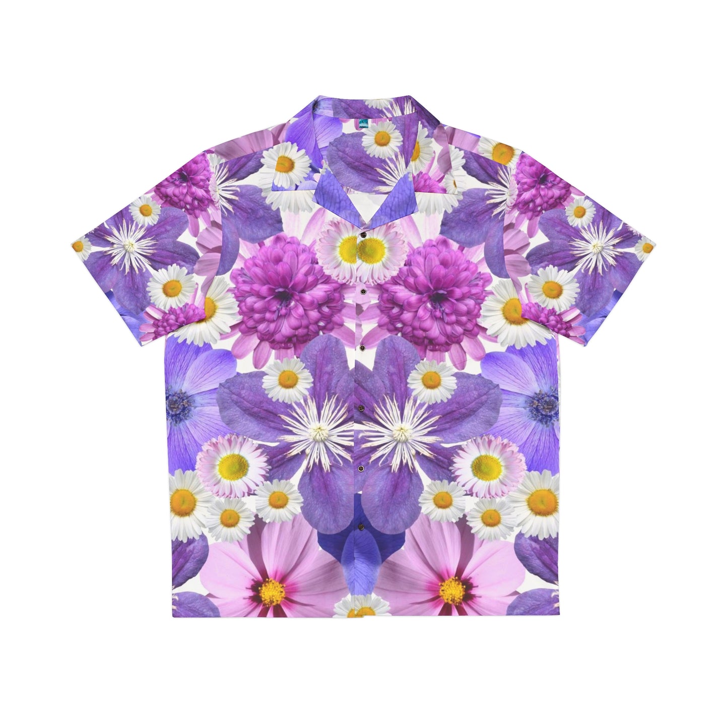 Flores Moradas - Camisa hawaiana para hombre Inovax