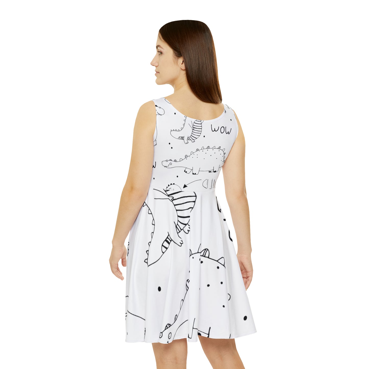 Doodle Dinosours - Vestido skater para mujer Inovax