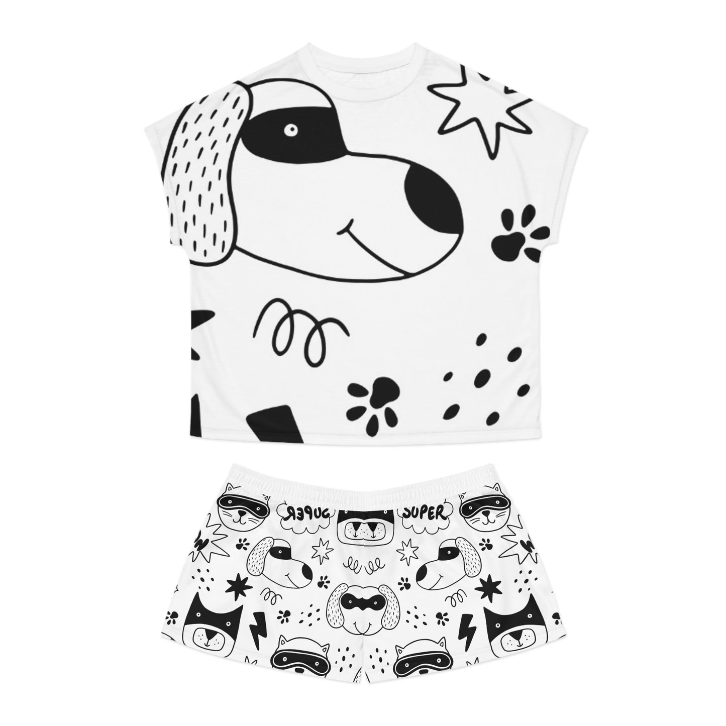 Doodle Dogs &amp; Cats - Ensemble pyjama court Inovax pour femme