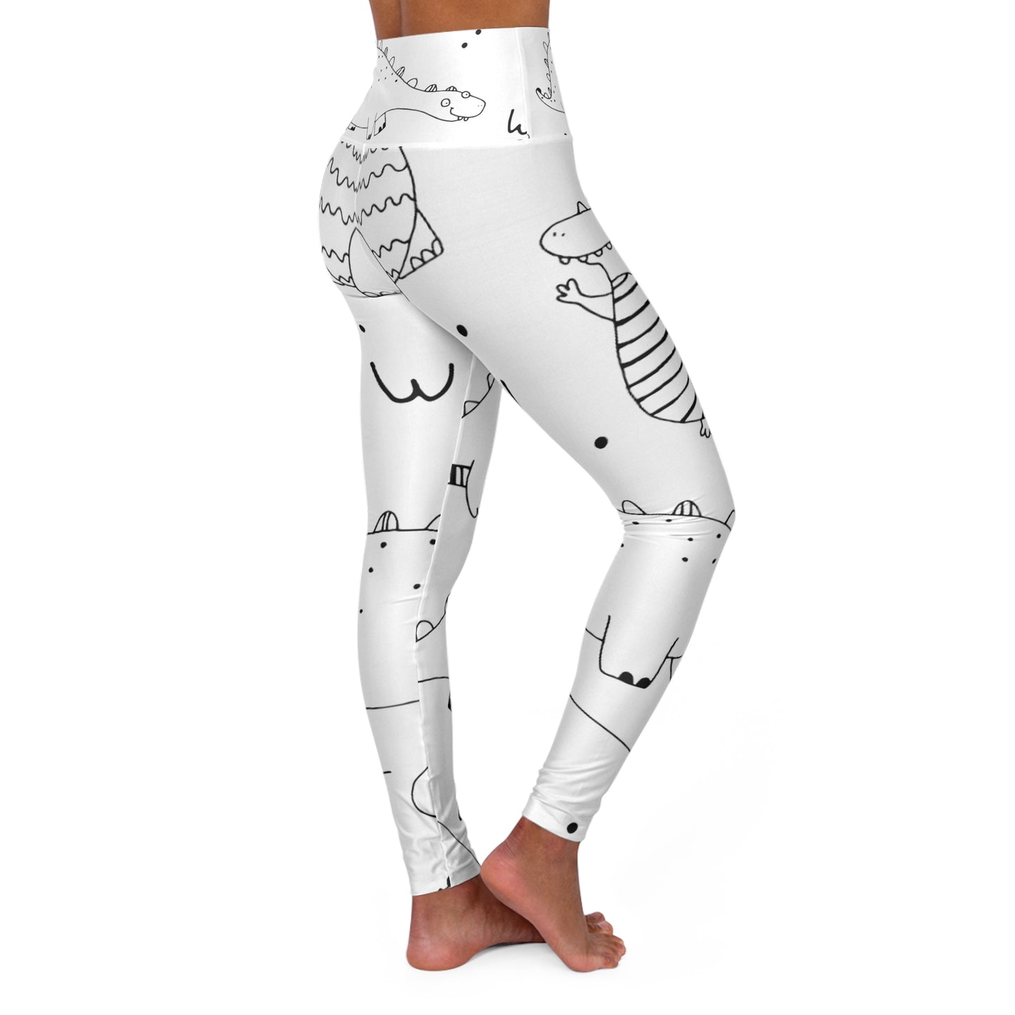 Doodle Dinosours - Leggings de yoga de cintura alta Inovax