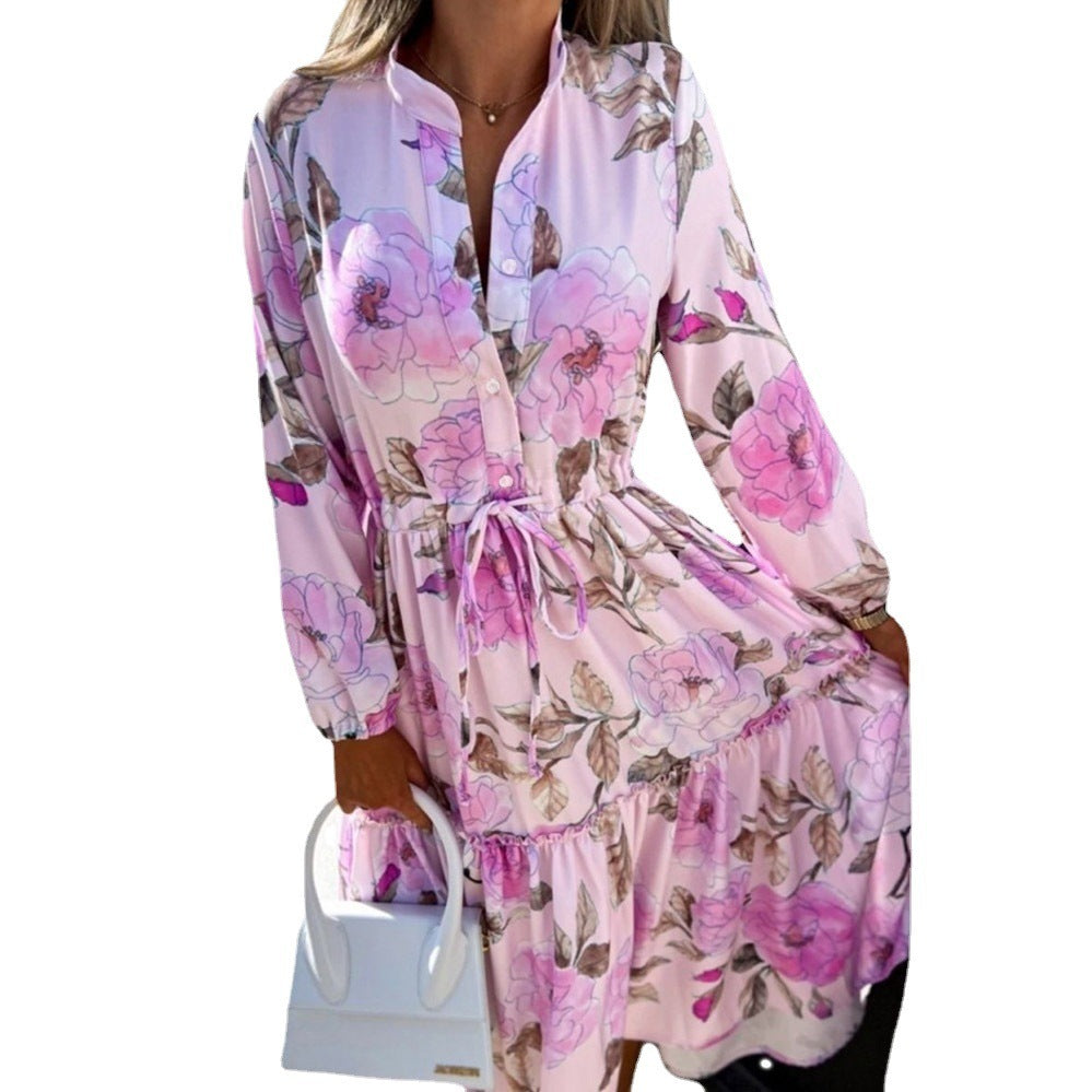 Women's Printing Loose And Stylish Long Sleeves Dress