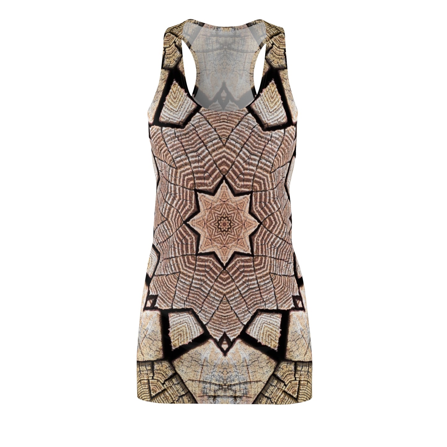 Brown Mandala - Inovax Women's Cut & Sew Racerback Dress