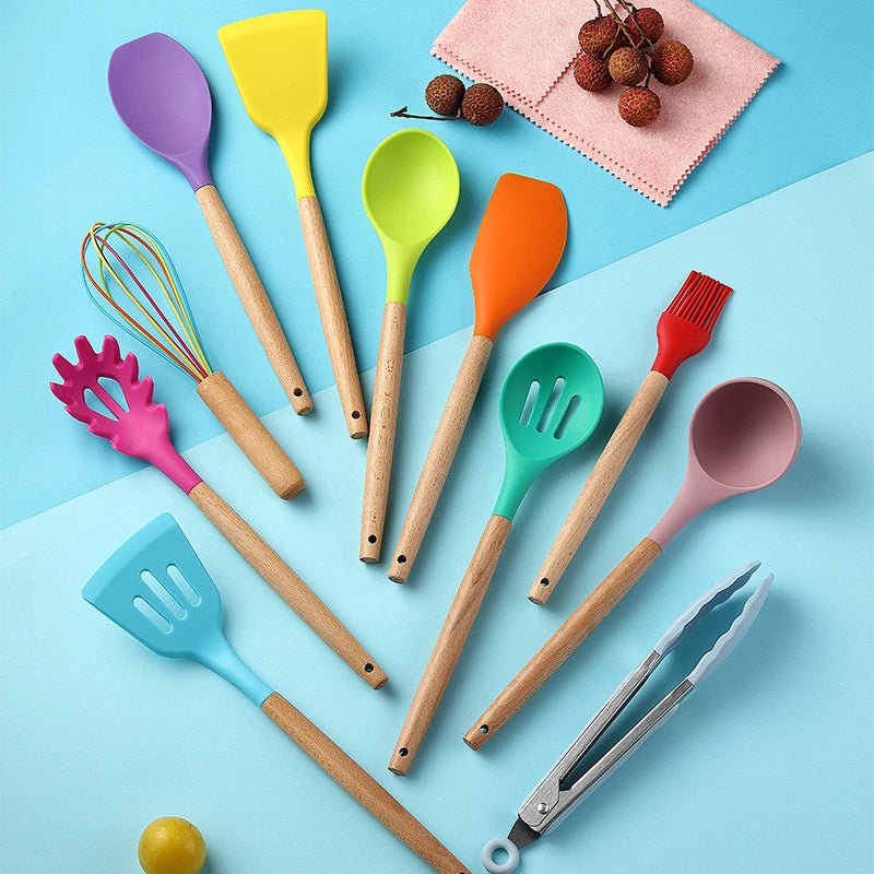 Ustensiles de cuisine en Silicone, ensemble d'ustensiles de cuisine résistants à la chaleur, ustensiles de cuisine antiadhésifs, outils de cuisson