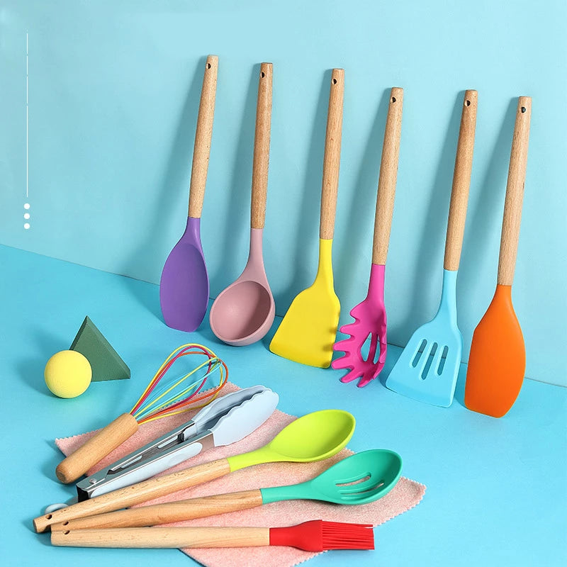 Ustensiles de cuisine en Silicone, ensemble d'ustensiles de cuisine résistants à la chaleur, ustensiles de cuisine antiadhésifs, outils de cuisson