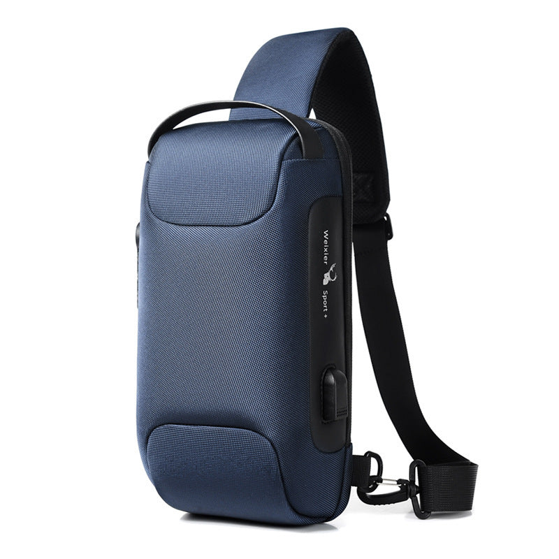 Bolso antirrobo USB impermeable para hombre, bolso de hombro tipo bandolera Oxford, bandolera de viaje corta multifunción, paquete de pecho