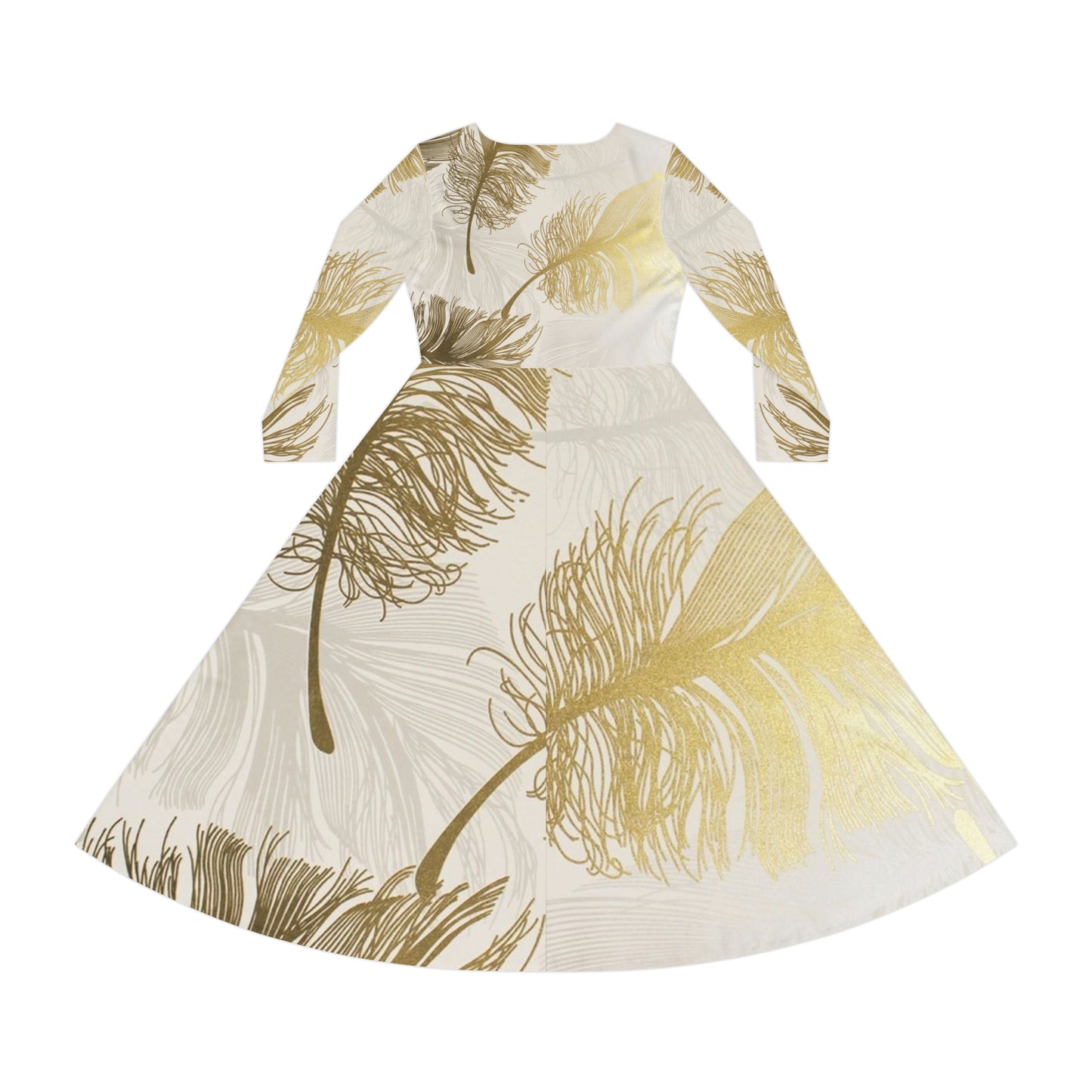 Golden Feathers - Vestido de baile de manga larga para mujer Inovax