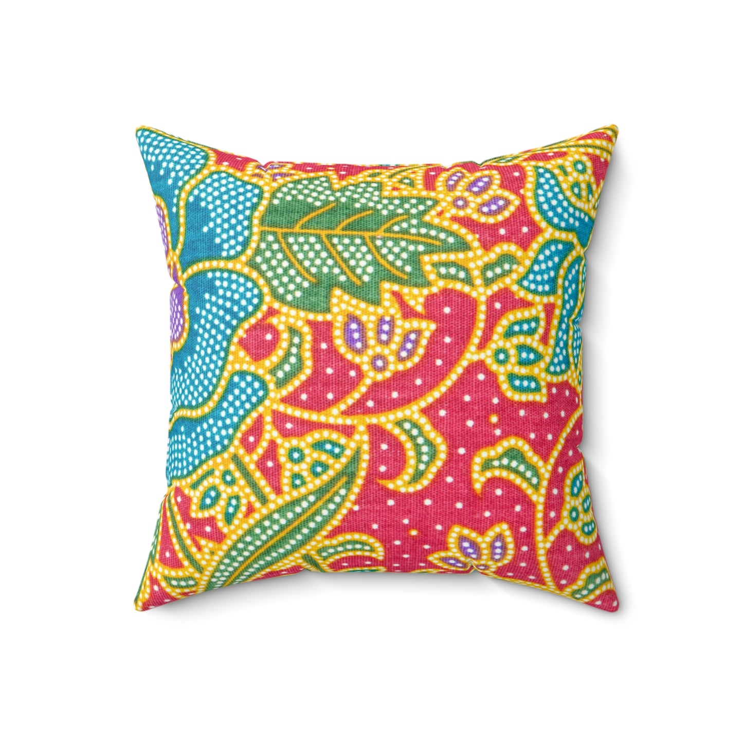 Green and red flowers - Inovax Spun Polyester Square Pillow