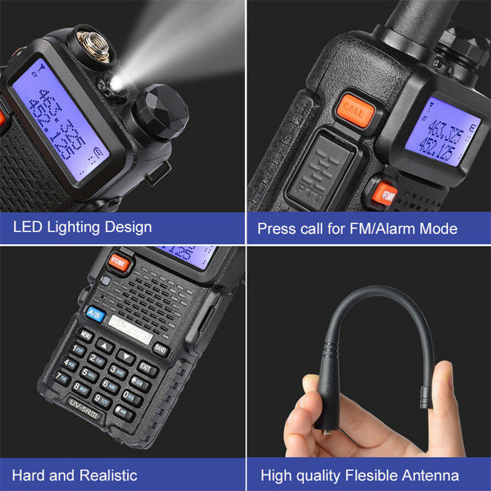 Baofeng Uv-5R Walkie Talkie de tres segmentos Vhf 220-226Mhz Frecuencia Uhf Antena Dual Walkie Talkie pieza de mano Civil