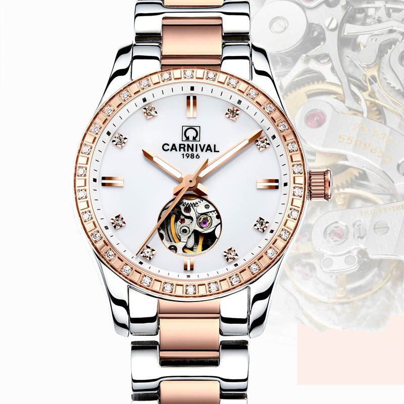 Montre femme automatique montre mécanique mode tendance or Rose étanche marque diamant femme montre