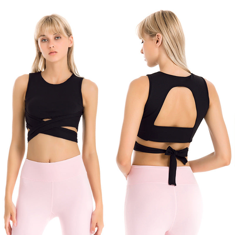 Summer Professional Yoga Clothing Suit Female Hollow Tight-Fitting Shockproof Bra Sexy Sports Fitness Nine-Point Pants