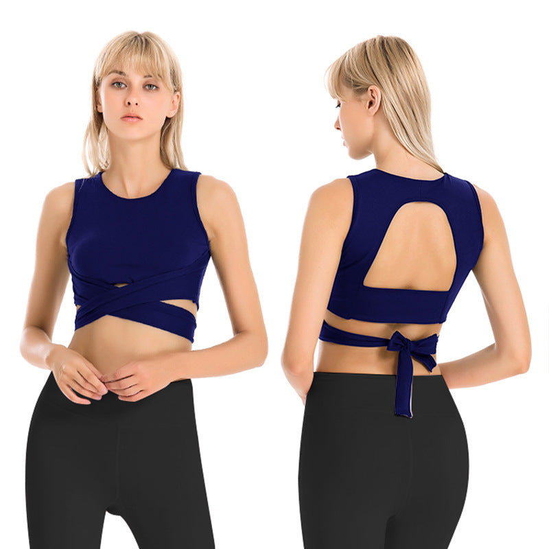 Ropa de Yoga profesional para mujer, traje hueco ajustado, sujetador a prueba de golpes, pantalones deportivos sexys de nueve puntos para Fitness, verano