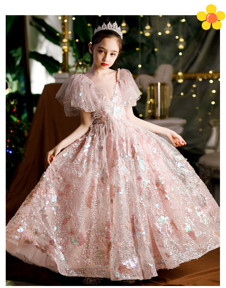 Vestidos para niñas, niñas de alta costura, vestido de princesa de 10 años, lentejuelas, desfile de presentador, ropa para tocar piano, niños