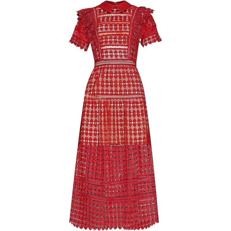 Vestido de solapa retro de estilo británico Primavera y verano Nueva ropa de mujer