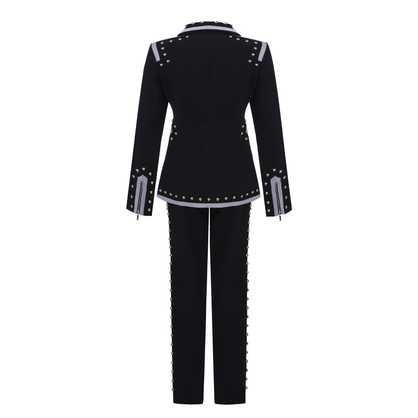 Long-Sleeved All-match Clothing Suit Women's Early Autumn New Gold Velvet Zipper Two-Piece Suit Flared Trousers