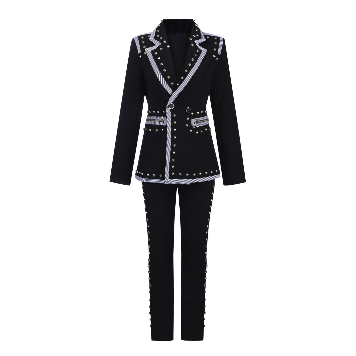 Long-Sleeved All-match Clothing Suit Women's Early Autumn New Gold Velvet Zipper Two-Piece Suit Flared Trousers