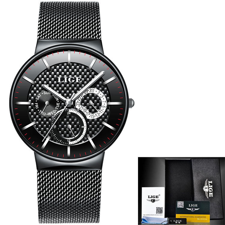 Men's New Ultra-Thin 6 Needle Mesh Belt Waterproof Fashion Quartz Watch