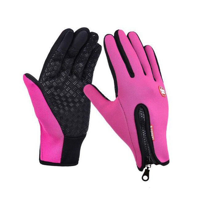 Guantes de invierno con pantalla táctil para montar en motocicleta, guantes deportivos impermeables deslizantes con forro polar