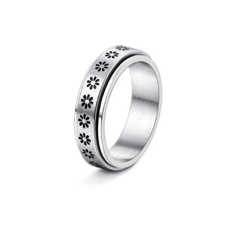 Anillo giratorio de acero inoxidable con estrellas lunares para aliviar la ansiedad