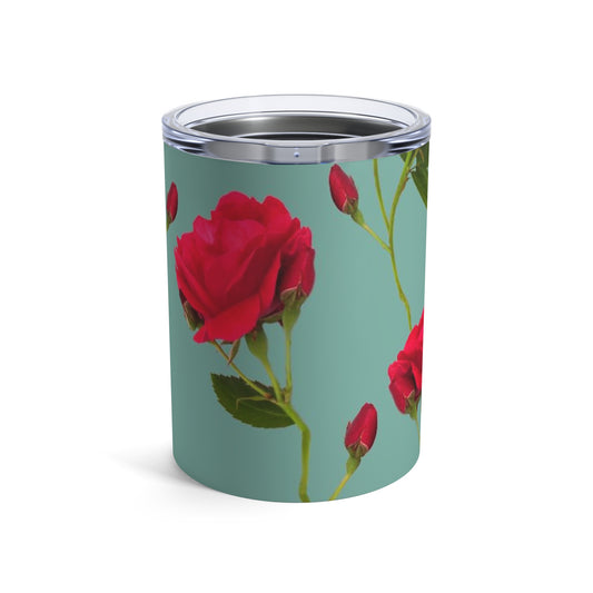 Red Flowers and blue - Inovax Tumbler 10oz