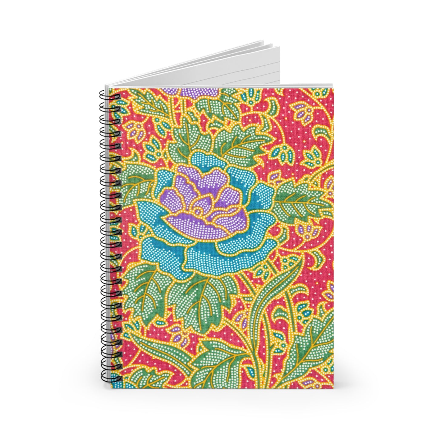 Fleurs vertes et rouges - Carnet à spirale Inovax (ligne lignée)