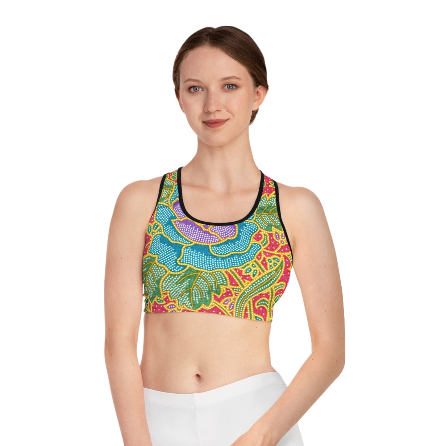 Fleurs vertes et rouges - Inovax Sports Bra