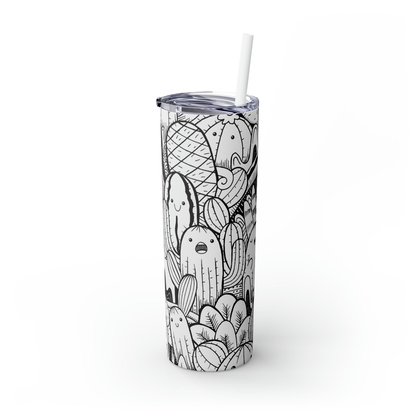 Doodle Cactus - Vaso delgado Inovax Maars® con pajita de 20 oz