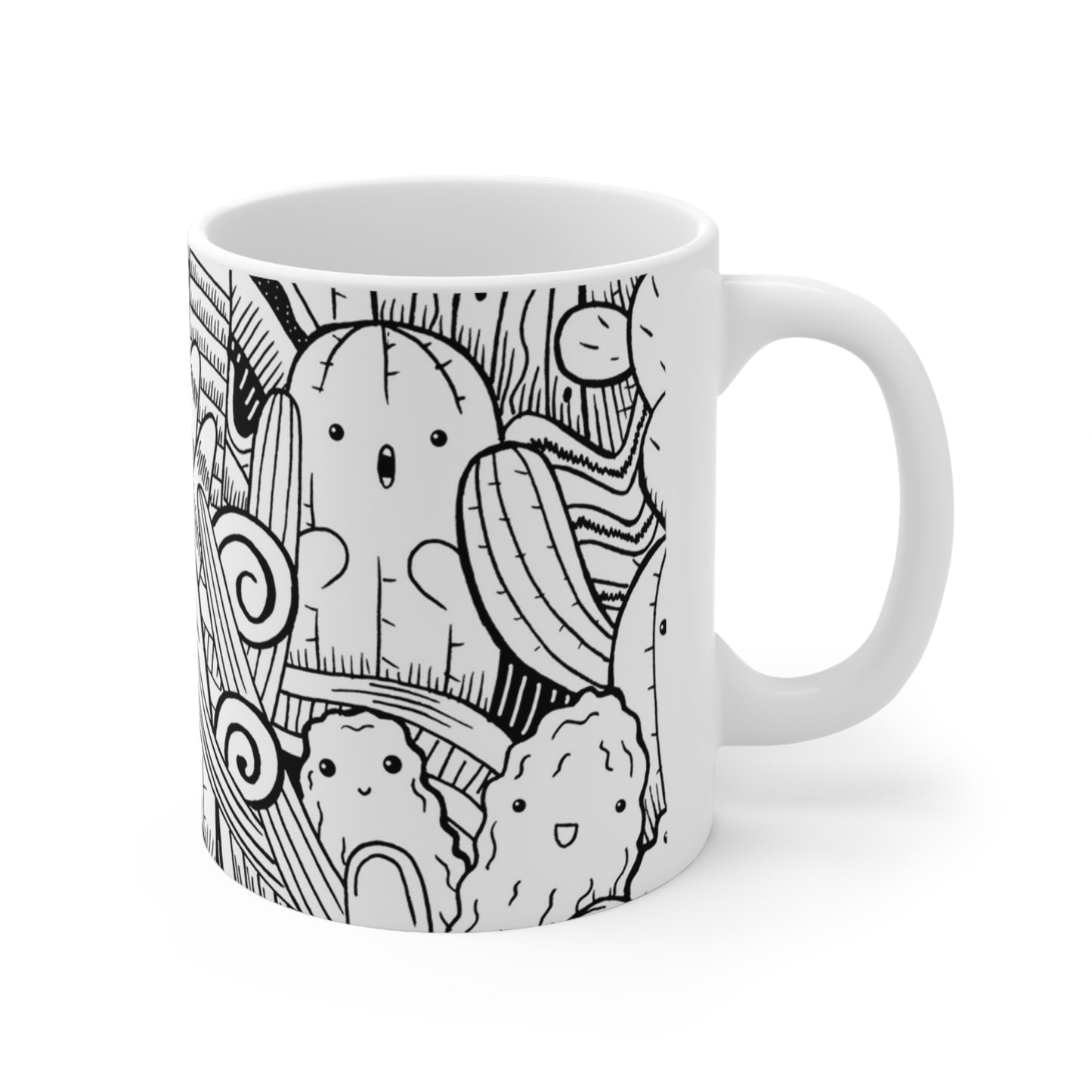 Doodle Cactus - Taza de cerámica Inovax 11oz