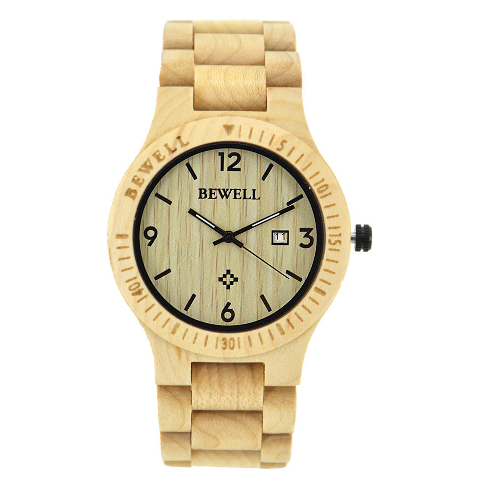 Reloj de madera de sándalo.