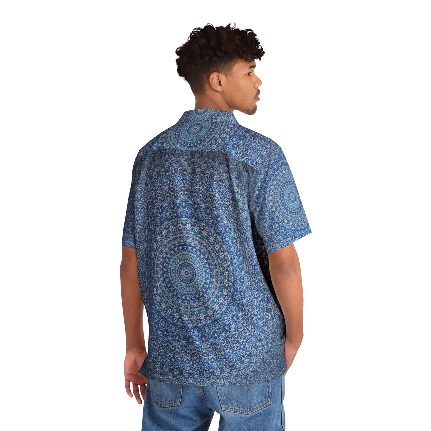 Mandala Azul - Camisa hawaiana para hombre Inovax