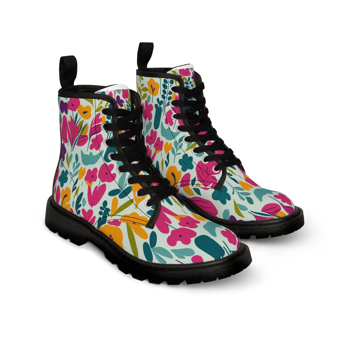 Fleurs claires - Bottines en toile pour femme Inovax